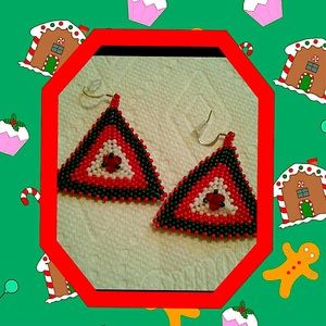 “Xmas” beaded swarovski crystal earrings.